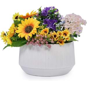 Maceta Moderna Grande de Cerámica Blanca Brillante, Juego de 2 Macetas Esmaltadas de 11.3x11.3x6.5 Pulgadas para Patio, Ventanas y Hogar - Product Image 5