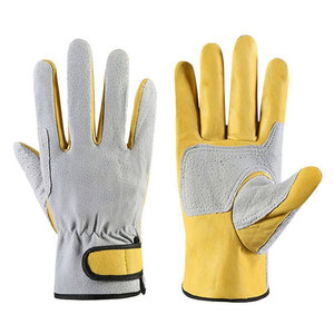 Gant en cuir de porc <span class=keywords><strong>hybride</strong></span> avec empiècements en cuir de chèvre, doublure en coton, poignet réglable, résistant aux perforations pour la cueillette de durian et de châtaignes, et l'agriculture - Product Image 1