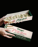 Boîte à pizza coulissante de 25 cm, personnalisée, rectangulaire, à emporter, en papier, pour tranches de pizza, emballage rapide avec découpe pré-encollée