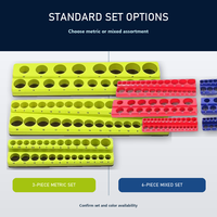 Ensemble de rail porte-embouts en plastique, plateau organisateur d'embouts métriques et SAE avec marquages de taille, support de rangement d'outils durable pour atelier
