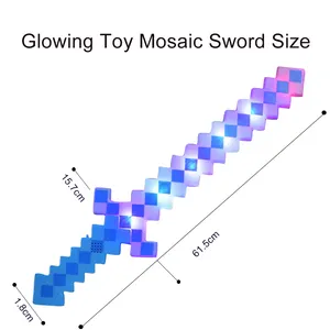 Espada de Pixel larga con luz de diamante, sable de luz parpadeante, juguete de Minecraft, 2022, venta al por mayor