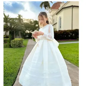 Elegantes Vestidos Blancos Personalizables para Primera Comunión <span class=keywords><strong>de</strong></span> Princesa con Mangas Largas Encaje y Lazo para Niña <span class=keywords><strong>de</strong></span> las Flores en Fiesta <span class=keywords><strong>de</strong></span> Boda - Product Image 4
