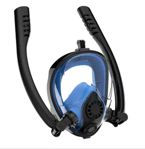 180 derajat masker selam scuba Anti kabut wajah penuh dengan Snorkel ganda terbuat dari karet tahan lama - Product Image 1