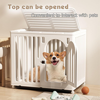 Kandang Anjing, Kandang Hewan Peliharaan untuk Anak Anjing, Hewan Peliharaan Kecil dan Sedang, Kokoh, Mudah Dipasang, Dilengkapi Roda