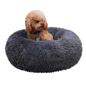 Cojín grande personalizado para mascotas, cama de lujo en forma de donut con piel sintética y fibra, sofá lavable para perros y gatos con estilo clásico de dibujos animados - Product Image 6