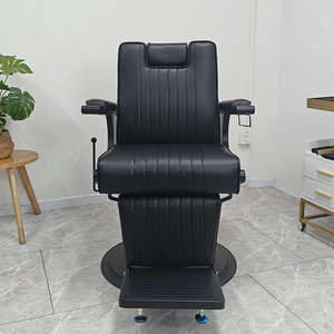 Fauteuil de barbier inclinable pour hommes, mobilier de salon avec fonction de massage, en cuir, pour salon de coiffure et atelier - Product Image 3