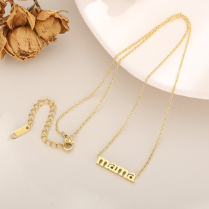 Collana con Ciondolo 'Mama' in Acciaio Inossidabile Placcato Oro 18K, Antiossidante e Impermeabile, Regalo per <span class=keywords><strong>la</strong></span> Festa della <span class=keywords><strong>Mamma</strong></span> - Product Image 3