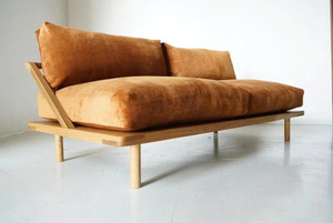 Canapé en chêne blanc style Mid-Century 78, rembourré de duvet, sur mesure / fait main pour la maison / l'hôtellerie / le mobilier commercial - Product Image 2
