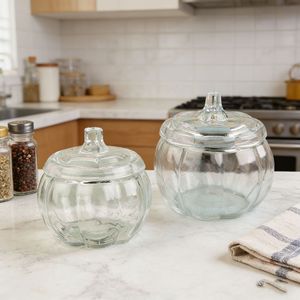 New Design Pumpkin Shape Small Medium <strong>Large</strong> Size Empty Glass Aromatherapy Candle <strong>Jar</strong> <strong>with</strong> Glass <strong>Lid</strong> - Product Image 2