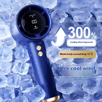 Ventilateur portable miniature super puissant à 100 vitesses, ventilateur de refroidissement, ventilateur de poche, ventilateur de bureau pratique, petit ventilateur à turbine rechargeable avec écran LED