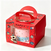 Emballage pour dessert, boîte à gâteau d'anniversaire, fenêtre transparente en PET, poignée portable, emballage cadeau pour les fêtes, impression de logo personnalisée, boîte à pâtisserie