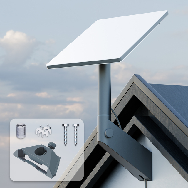 Starlink Mini 360 Adjustable Wall Mount Gray Steel Bracket with Pipe Adapter Waterproof Sealing Kit for Roof and Eaves