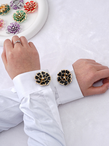 <span class=keywords><strong>Gemelli</strong></span> di Lusso con Fiore da 38MM, Bottoni Decorativi in Metallo di Alta Qualità, Accessori per Abbigliamento - Product Image 3