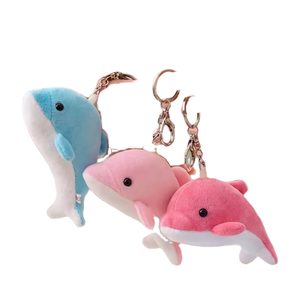 Porte-clés en peluche super doux personnalisable en forme de <span class=keywords><strong>dauphin</strong></span> de haute qualité, accessoires de sac, adorables petits animaux en peluche pour aquarium - Product Image 1