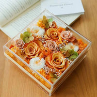 Roses éternelles de luxe JFD, roses préservées dans une boîte en acrylique pour la Saint-Valentin, la remise des diplômes, le Nouvel An, Noël, Thanksgiving, cadeau