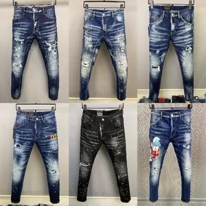 Celana Jeans pria tambalan bordir Digital, celana Denim pria 29 30 31 32 33 34 35 36 37 38 39 40