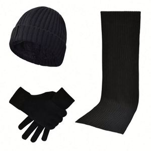 Ensemble bonnet, écharpe et gants tricotés couleur unie avec logo personnalisé – Chaud et tendance pour homme et femme, idéal automne-hiver et activités extérieures - Product Image 4