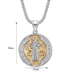 Collar con <span class=keywords><strong>Medalla</strong></span> <span class=keywords><strong>de</strong></span> <span class=keywords><strong>San</strong></span> <span class=keywords><strong>Benito</strong></span> <span class=keywords><strong>de</strong></span> Acero Inoxidable 316L Resistente al Agua, Colgante <span class=keywords><strong>de</strong></span> Protección <span class=keywords><strong>de</strong></span> <span class=keywords><strong>San</strong></span> <span class=keywords><strong>Benito</strong></span>, Joyería Religiosa Antideslustre para Hombre - Product Image 5