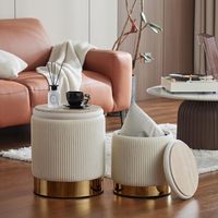 Ensemble de rangement ottoman 2 en 1 : tabouret de coiffeuse et repose-pieds, couvercle amovible, velours blanc, pour salon et dortoir, fabriqué en Chine