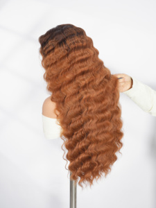 Perruque à dentelle frontale 13x6, vague profonde, brun caramel avec racines foncées, ligne de cheveux en forme de M, cheveux humains, dentelle HD, sans colle, vente en gros - Product Image 6