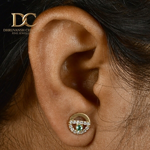 Pendientes de Oro Amarillo Sólido de 14 Quilates con Diamante Cultivado en Laboratorio y Esmeralda Colombiana Certificados por IGI para Mujer, Joyería de Corte Brillante Redondo - Product Image 5