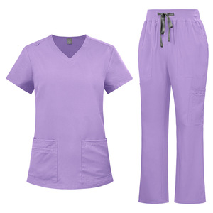 42342 Nuevos pantalones microacampanados, delgados y de secado rápido, cuello en V, color liso, para el club dental, ropa de lavado a mano y uniformes de enfermera - Product Image 6