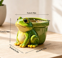 Pot de fleurs en céramique en forme de grenouille de dessin animé, finition mate, respirant, auto-arrosant, pour plantes succulentes, style pastoral, décoration de jardin intérieur/extérieur