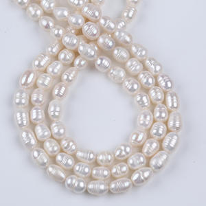 Perles d'eau douce naturelles Zhuji, 7-8 mm, blanches et roses, en vrac, faites à la main, en forme de mètre, pour la fabrication de bijoux, vente en gros - Product Image 4