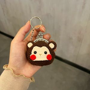 Handmade Crochet Coin Purse Keychain Knitting Animal Dolls Sheep Rabbit Dog Pig Bear Wallet Key Chains Crochet Cute Weaved Purse - Product Image 5