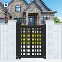 Portail latéral battant moderne en acier inoxydable et aluminium, grand treillis perforé, design perforé, pour entrée piétonne, idéal pour villa et jardin