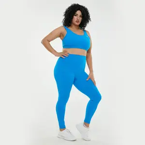 Plus Size Sports Wear 2-teiliges Yoga-Set Leggings Workout-Sets Fitness-Kleidung mit Taschen