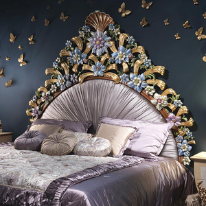 Cổ Điển Châu Âu Đầy Màu Sắc Cô Gái Công Chúa Cao Trở Lại Giường Nghệ Thuật Hoa Lãng Mạn Nữ Hoàng Nền Tảng Hoa Tay Chạm Khắc Giường - Product Image 1