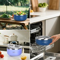 Boîte à salade de luxe en acier inoxydable personnalisée avec couvercle, contenants de stockage alimentaire durables pour enfants