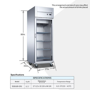 Réfrigérateur vertical de cuisine, réfrigérateur commercial, réfrigérateurs à ouverture supérieure, portes en <span class=keywords><strong>verre</strong></span> à charnières, éclairage intérieur LED - Product Image 5