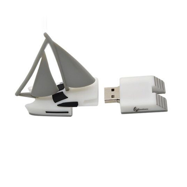 Personalized PVC Sailboat Model USB 2.0 Flash Drive 8GB/16GB Soft Glue Gift Soft & Promotional Ship-Shaped Item