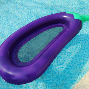 Eggplant Floating Raft 250x105x20cm Thickened PVC <b>Inflatable</b> Swim Ring With Net Reclining Chair Pool <b>Float</b> - Product Image 2