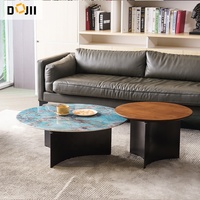 TikTok vente à chaud table basse de luxe en marbre vert paon de haute qualité avec base en acier inoxydable meubles de maison nordiques modernes