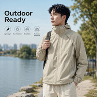 Veste décontractée d'extérieur pour homme, coupe ample, en polyester/nylon, avec capuche amovible, protection UPF 50+, légère, pour l'été