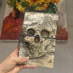 Bloc de notas A6, regalo de Acción de Gracias para cuñado para registrar recetas de parrilla y barbacoa con estampado de barco de <span class=keywords><strong>palmeras</strong></span> de isla en forma de calavera - Product Image 1