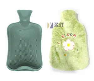 Wholesale Rubber Warm Water-filling Hot Water Bottle 2000ml Hot-Water Bag With Soft Plush Cover Bloom Cover