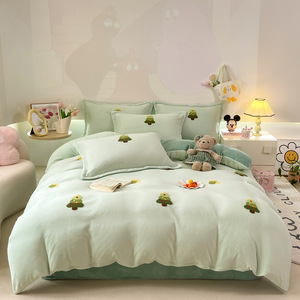 Textiles <span class=keywords><strong>de</strong></span> maison ensemble <span class=keywords><strong>de</strong></span> literie housse <span class=keywords><strong>de</strong></span> <span class=keywords><strong>couette</strong></span> épaissir flanelle housse <span class=keywords><strong>de</strong></span> <span class=keywords><strong>couette</strong></span> hiver chaud neige polaire feuille taies d'oreiller Twin Queen King Size - Product Image 3