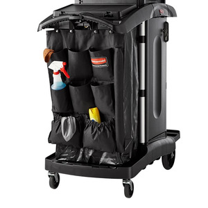 Chariot de service de chambre Labmi à 9 compartiments, sacs de livraison noirs, équipement de service pour l'accueil mural - Product Image 2