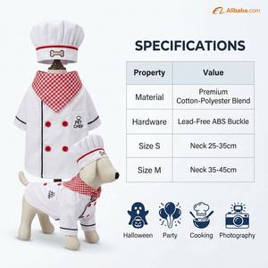 Set di Costume da Chef per Animali Domestici con Cappello e Mantello, Prezzo di Fabbrica all'Ingrosso, Logo Personalizzabile, Abbigliamento Lavabile per Gatti e <span class=keywords><strong>Cani</strong></span> di Piccola Taglia - Product Image 2