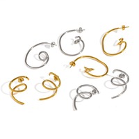 Boucles d'oreilles sophistiquées, imperméables, tendance, élégantes, spirales irrégulières, minimalistes, chic, mode, bijoux haut de gamme TGES9176
