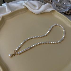 สร้อยคอแบบหัวเข็มขัด XL5-3/4 สำหรับผู้หญิง ประดับมุกน้ำจืดธรรมชาติ ดีไซน์หรูหราเบาๆ สไตล์คลาสสิก สร้อยคอระดับไหปลาร้า XL5-3/4 - Product Image 4