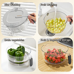 Trasparente 2-in-1 per uso alimentare PP cucina multifunzionale taglierina per verdure affettatrice per <span class=keywords><strong>frutta</strong></span> <span class=keywords><strong>grattugia</strong></span> per drenare <span class=keywords><strong>frutta</strong></span> verdura - Product Image 5