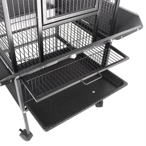 Luxe <span class=keywords><strong>Eco</strong></span>-vriendelijke RVS Papegaaienkooi met Plastic Bak, Sterke Vogelkweek- en Vliegkooi voor Papegaaien, Ara's, Grote Ruimte, Wielen - Product Image 4
