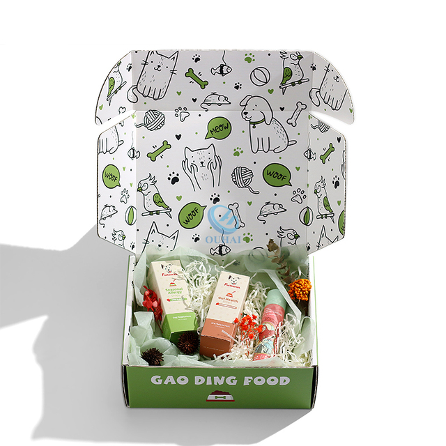 Eco Friendly Custom Printed Pet Clothing Snacks Supplies Subscription Box Corrugated Paper Courier Parcel Shipping Packaging Box