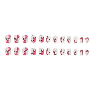 Para <span class=keywords><strong>Barbie</strong></span> Pink Black Ins Inspirado a la moda Estilo Europeo Americano Ballet corto Arte de <span class=keywords><strong>uñas</strong></span> francés Diseño de ondas irregulares - Product Image 5