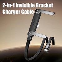 Câble de charge rapide 2-en-1 USB Type-C 240W en cuivre pur tressé avec support de téléphone intégré